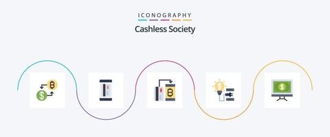 Cashless Society Flat 5 Icon Pack inklusive Smartphone. kreativ. Kredit. Zahlung. Digital vektor