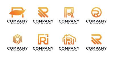 monogram logotyp design bokstaven r set vektor