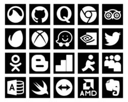 20 Social-Media-Icon-Pack, einschließlich Myspace, Google Analytics, Xbox, Blogger-Tweet vektor