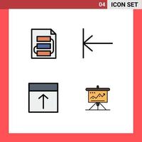 Filledline-Flachfarbpaket mit 4 universellen Symbolen der Dokumentenrasterstrategie, bearbeitbare Vektordesign-Elemente für das Home-Layout vektor