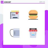 Packung mit 4 kreativen flachen Symbolen von Copy Meal Right Cooking Duffle editierbare Vektordesign-Elemente vektor