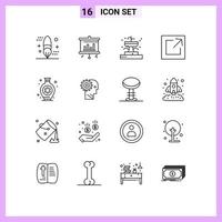 uppsättning av 16 modern ui ikoner symboler tecken för hobby vas byggnader dela med sig exportera redigerbar vektor design element