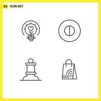 4 kreative Symbole moderne Zeichen und Symbole des Glühbirnenschachs Glühbirnenglauben Tasche editierbare Vektordesign-Elemente vektor