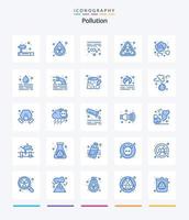 kreativ förorening 25 blå ikon packa sådan som co dioxid. kol. gas. avfall. kärn vektor