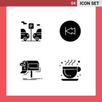 4 solides Glyphenpaket der Benutzeroberfläche mit modernen Zeichen und Symbolen von Auto-E-Mail-Pfeil-Multimedia-Newsletter editierbare Vektordesign-Elemente vektor