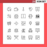 Aktienvektor-Icon-Pack mit 25 Linienzeichen und Symbolen für den Einfluss Engagement Geldbörse Macht des Einflusses Reparatur editierbare Vektordesign-Elemente vektor