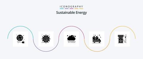 hållbar energi glyf 5 ikon packa Inklusive gas. diesel. energi. biodiesel. grön vektor