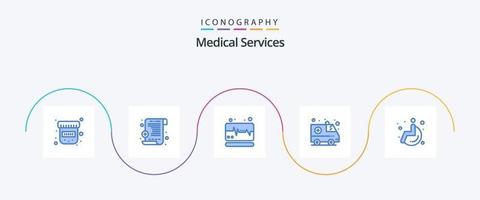 medicinsk tjänster blå 5 ikon packa Inklusive . ambulans. hjul vektor