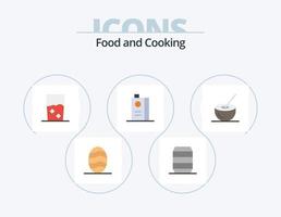 mat platt ikon packa 5 ikon design. skål. frukt. Gjort. mat. och vektor