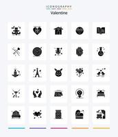 Creative Valentine 25 Glyph Solid Black Icon Pack wie Liebe. Liebe. Planke. Tag. Valentinstag vektor