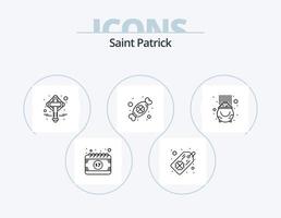 Saint Patrick Line Icon Pack 5 Icon-Design. Topf. Glück. Hufeisen. Gold. Kobold vektor