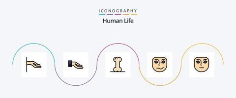 mit menschlicher Linie gefülltes flaches 5-Icon-Paket einschließlich . Emotion. Gesicht vektor