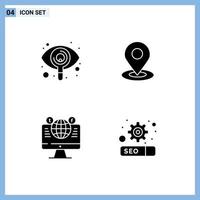 Stock-Vektor-Icon-Pack mit Linienzeichen und Symbolen für die Augenkugel-Ansicht Pin Social Media editierbare Vektordesign-Elemente vektor