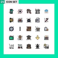 Stock Vector Icon Pack mit 25 Zeilenzeichen und Symbolen für den Karriereaufbau löschen Sie den Immobilienkran editierbare Vektordesign-Elemente