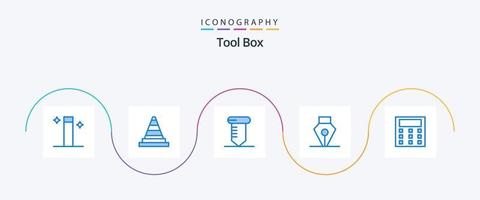 Tools Blue 5 Icon Pack inklusive . Mathematik. schrauben. Maschinenbau. Werkzeug vektor