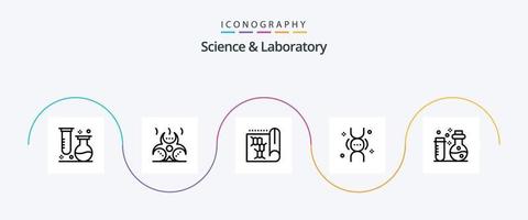 Science Line 5 Icon Pack inklusive Chemie. Nachlass. Infektion. Genetik. Wissenschaft vektor