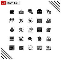 Stock Vector Icon Pack mit 25 Linienzeichen und Symbolen für kreatives Payment Board Gateway Beat editierbare Vektordesign-Elemente