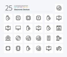 Geräte 25-Zeilen-Icon-Pack inklusive Gadget. Computers. Gerät. Stock. Hardware vektor