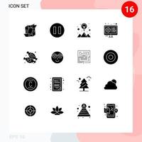 Aktienvektor-Icon-Pack mit 16 Zeilenzeichen und Symbolen für Desserteinstellungen kreative Ausrüstungscodierung editierbare Vektordesign-Elemente vektor
