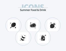 Sommer Essen und Trinken Glyph Icon Pack 5 Icon Design. Erdbeere. Früchte. Süssigkeit. Essen. Fleisch vektor