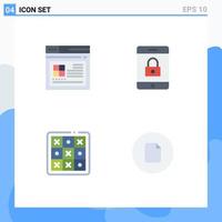4 flaches Symbolkonzept für mobile Websites und Apps Internet-Tic-Website-Handyspiel editierbare Vektordesign-Elemente vektor