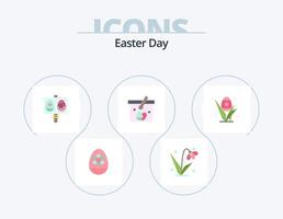 Ostern Flat Icon Pack 5 Icon Design. Ei. Ei. Tulpe. Wagen. Urlaub vektor