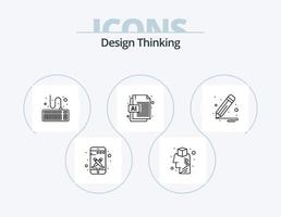 Design-Thinking-Line-Icon-Pack 5 Icon-Design. . Pflücker. Auge. Tropfer. Sicht vektor