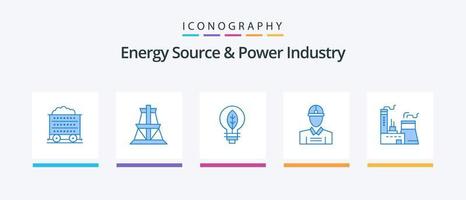 energi källa och kraft industri blå 5 ikon packa Inklusive konstruktion. arbete. natur. arbetstagare. konstruktion. kreativ ikoner design vektor