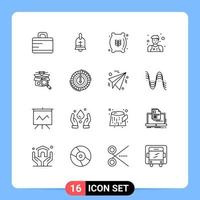 16 kreativ ikoner modern tecken och symboler av e handla Sök mjöl väska låda man redigerbar vektor design element