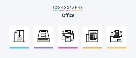 kontor linje 5 ikon packa Inklusive . uppkopplad. mål. företag. kreativ ikoner design vektor