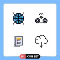 Stock Vector Icon Pack mit 4 Zeilenzeichen und Symbolen für Internet-Bundle-WLAN-Urlaubsbericht editierbare Vektordesign-Elemente