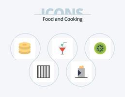 mat platt ikon packa 5 ikon design. pizza. mat. mat. äta. restaurang vektor