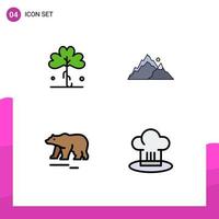 4 gefülltes flaches Farbkonzept für mobile Websites und Apps Kleebaum irische Landschaft trägt editierbare Vektordesign-Elemente vektor