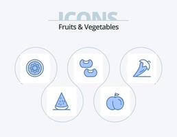 Obst und Gemüse blau Icon Pack 5 Icon Design. Gemüse. Zutat. Essen. Essen. Essen vektor