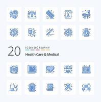 20 hälsa vård och medicinsk blå Färg ikon packa tycka om medicinsk sjukvård Rapportera tycka om Gjort vektor