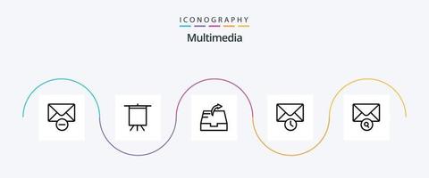 multimedia linje 5 ikon packa Inklusive . skicka. Sök. post vektor