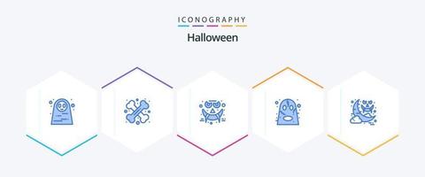 Halloween 25 blaues Icon Pack inklusive Halloween. Halloween. Zeichen. Geist. Smiley vektor