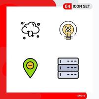 4 universelle Filledline-Flachfarben für Web- und mobile Anwendungen Cloud minimieren bearbeitbare Vektordesign-Elemente der Pfeillichtkarte vektor
