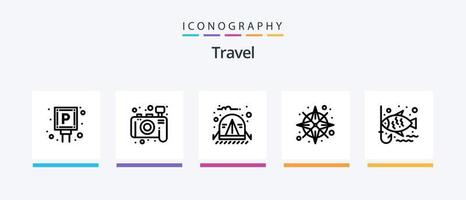 Travel Line 5 Icon Pack inklusive Wasser. Luft. Stadt. Rauchen. NEIN. kreatives Symboldesign vektor