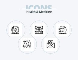 Gesundheit und Medizin Linie Icon Pack 5 Icon Design. Fitness. Blut. form. form. Krankheit vektor