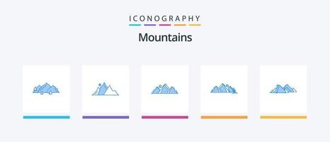 Berge blau 5 Icon Pack inklusive Hügel. Berg. Berg. Szene. Natur. kreatives Symboldesign vektor