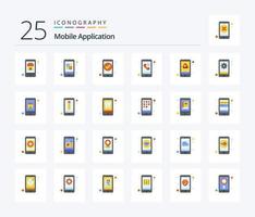 mobil Ansökan 25 platt Färg ikon packa Inklusive Google. telefon. app. mobil. app vektor