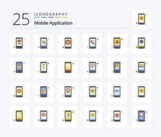 mobile anwendung 25 flache farbsymbolpakete einschließlich google. Telefon. App. Handy, Mobiltelefon. App vektor