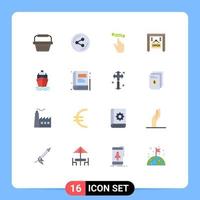 Stock Vector Icon Pack mit 16 Linienzeichen und Symbolen für Transportschiffsgesten Shop E-Commerce editierbares Paket kreativer Vektordesign-Elemente