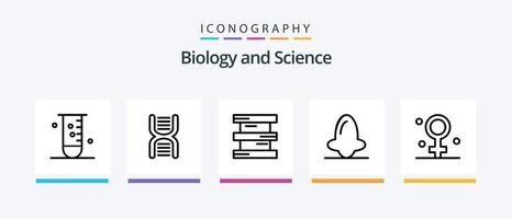 Biologie Linie 5 Icon Pack inklusive. medizinisch. weiblich. Wissenschaft. Biologie. kreatives Symboldesign vektor