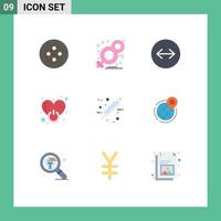 Stock Vector Icon Pack mit 9 Zeilenzeichen und Symbolen für die Krankenhausversorgung Swipe Love Power editierbare Vektordesign-Elemente