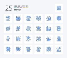 Startup 25 Blue Color Icon Pack inklusive Transform. kippen. Sanduhr. Stern. Insignien vektor