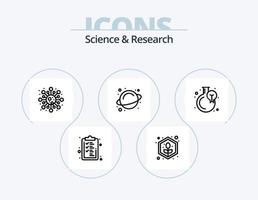 Science-Line-Icon-Pack 5 Icon-Design. wachsen. Wissenschaft. Wasser. Labor. Brenner vektor