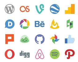 20 Social-Media-Icon-Packs, einschließlich digg like behance photo basecamp vektor