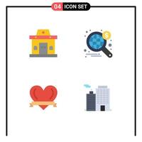 platt ikon packa av 4 universell symboler av byggnad kärlek urban bred byggnad redigerbar vektor design element